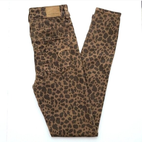 AEO Next Level Stretch Super Hi-Rise Jegging Two Tone Brown Animal Print Size 0 - Picture 15 of 15